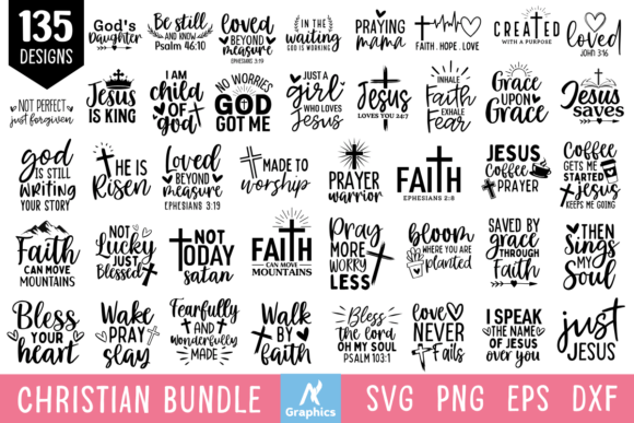 135 Christian SVG Bundle: T-Shirt Designs for Editorial & Web Use