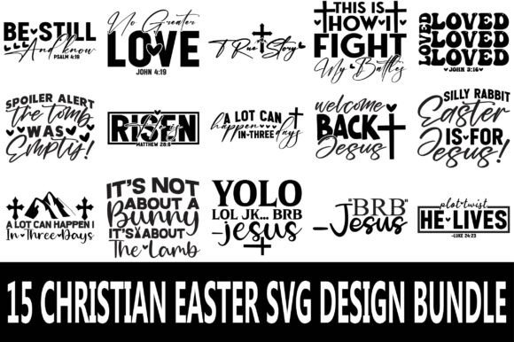 15 Christian Easter SVG Designs Bundle: T-Shirt Designs