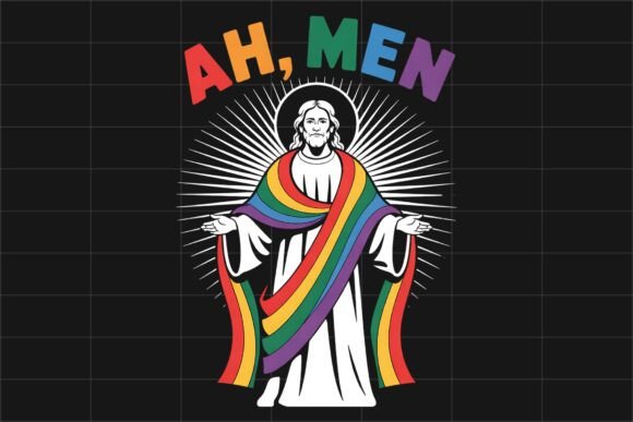 Ah Men Jesus Christian LGBTQ Pride PNG
