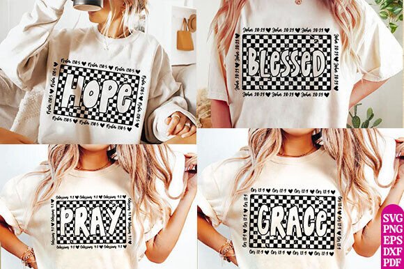 Christian Bundle PNG: Blessed & Grace T-Shirt Designs