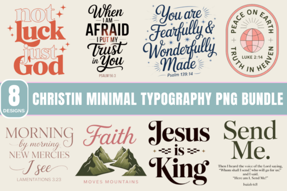 Christian Minimal Typography PNG Bundle for T-Shirt Designs