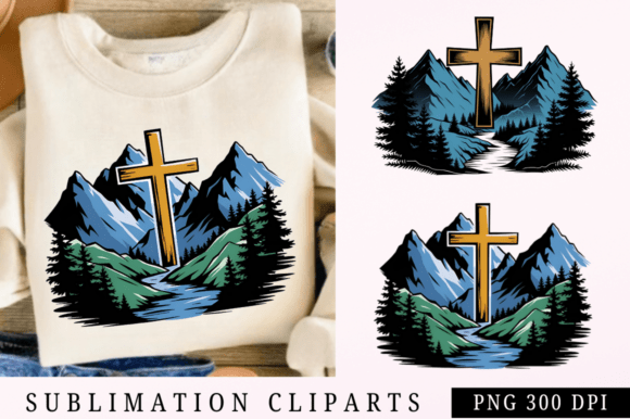 Christian Mountain Clipart PNG for T-Shirt Designs