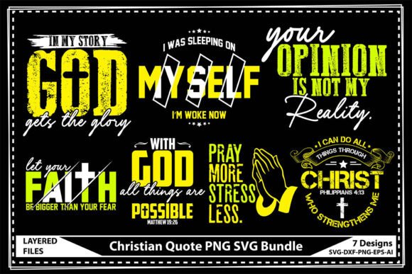 Christian Quote PNG SVG Bundle for T-Shirt Designs