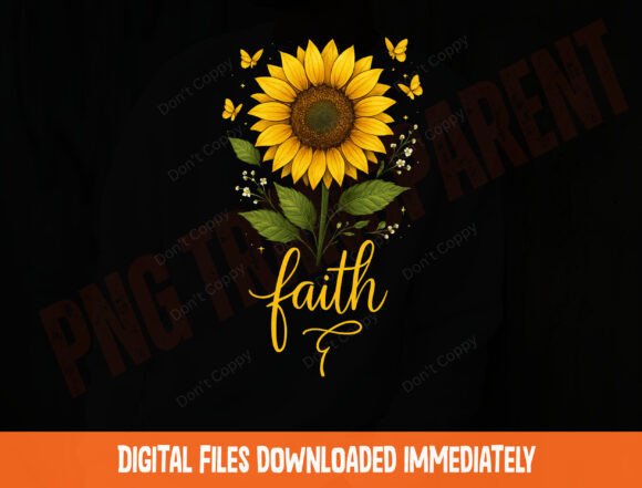 Faith Sunflower Butterfly Christian PNG T-Shirt Designs