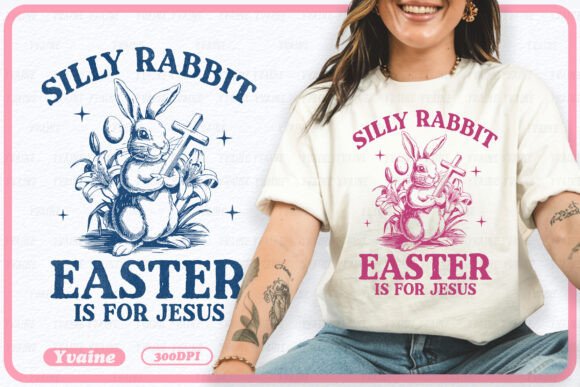 Retro Easter Christian Silly Rabbit PNG for T-Shirt Designs
