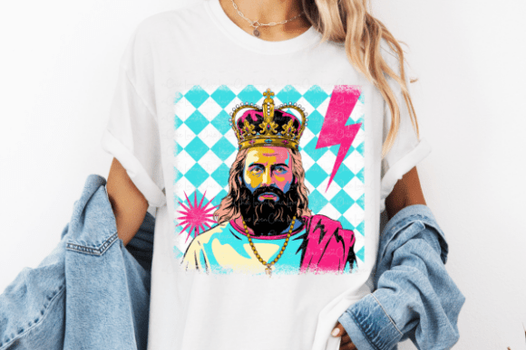 Retro Jesus is King PNG for T-Shirt Designs